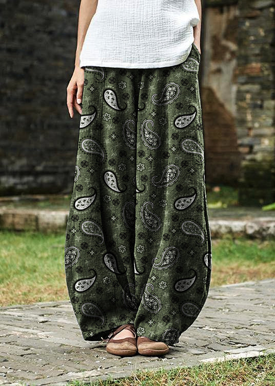 Cotton and Linen Chinese Style Ramie Wild Pants Yoga Navy Blue-dragon Pants