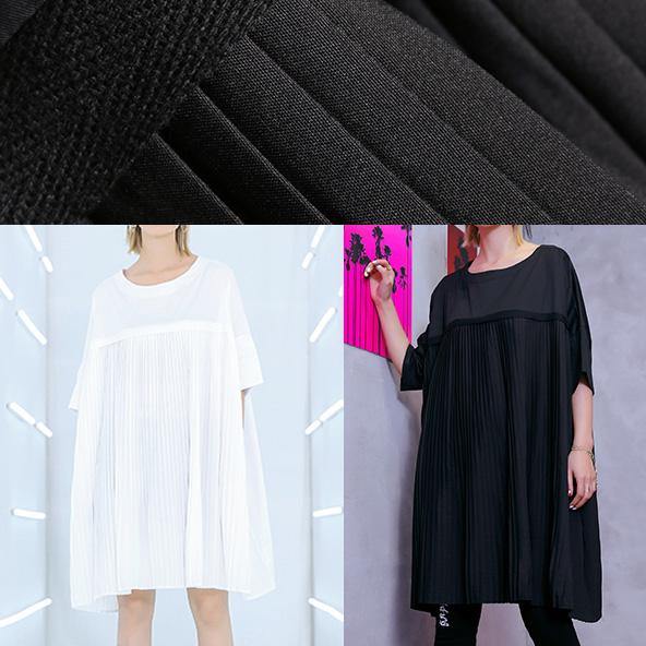 100% O Neck Cinched Cotton Clothes 18th Century Black Tunic Dress Summer