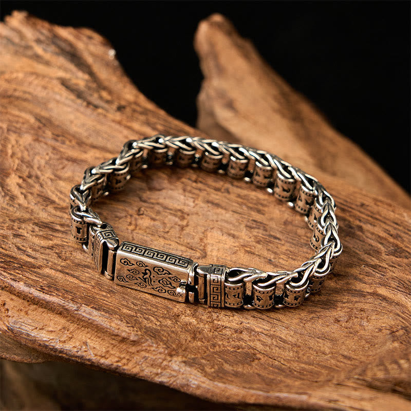 Buddha Stones Tibetan Auspicious Clouds Copper Om Mani Padme Hum Peace Metal Bracelet