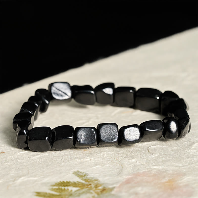 Buddha Stones 8mm Natural Authentic Shungite Stone Protection Beaded Bracelet