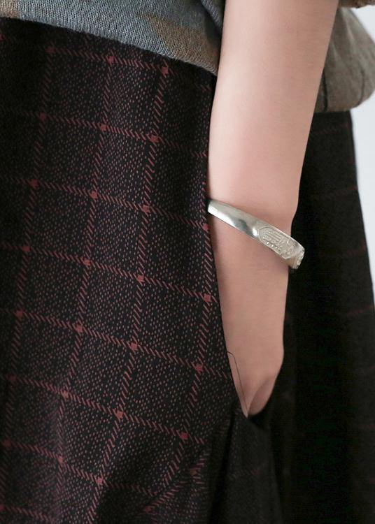 20252025 Fall Retro Mid-length Loose Black Plaid A-line Irregular Wide-leg Pants