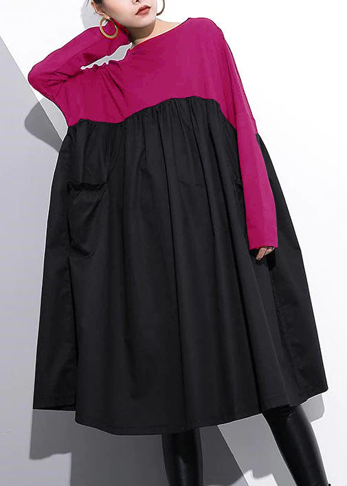Stylish Green Cotton Shift Dress Cotton Clothing Dress High Waist Patchwork Cotton Dress