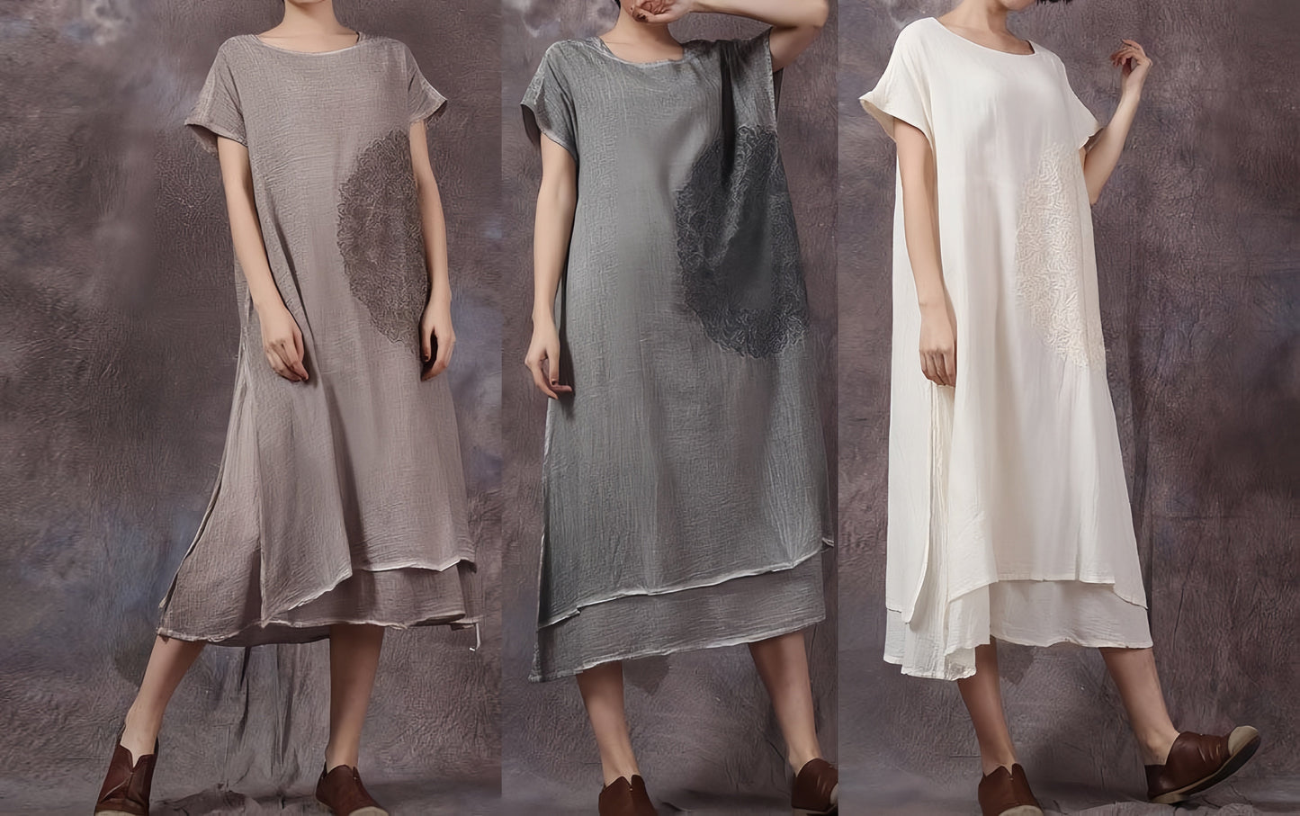 Italian Blue Linen Robes Layered Love Summer Dress