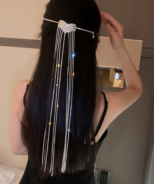 Silk Copper Zircon Love Tassel Hairpin