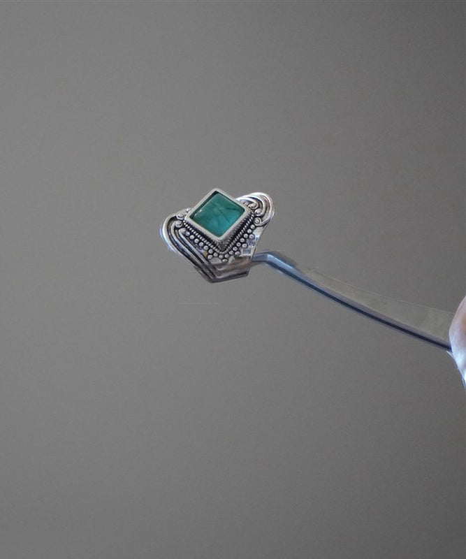 Green Sterling Silver Turquoise Dragon Totem Ring
