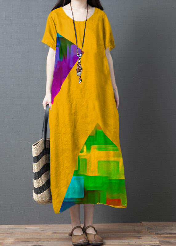 Loose Black O-neck Patchwork Pockets Summer Holiday Dress Short Sleeve