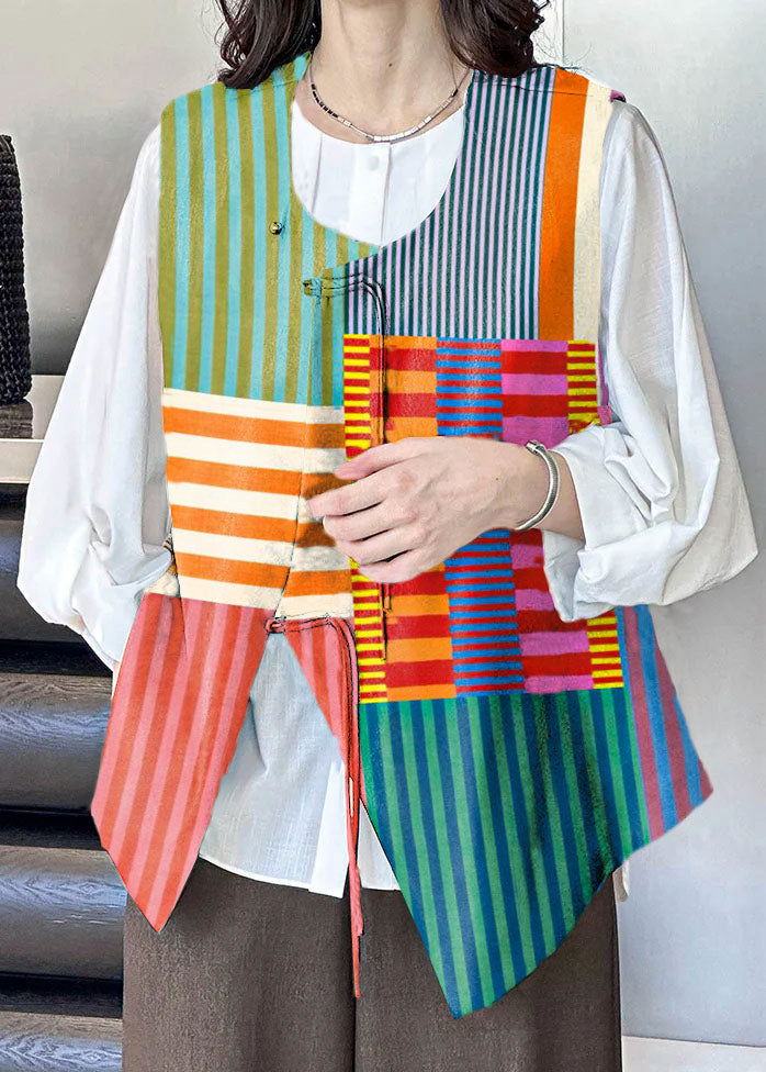 French Yellow Polka Dots Button Cotton Waistcoat Sleeveless