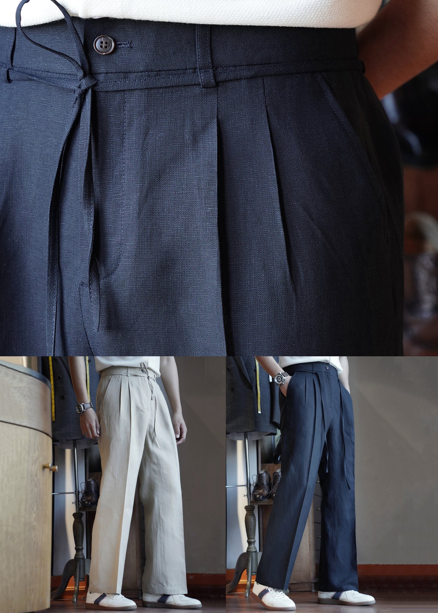 Apricot Pockets Cotton Clothing Straight Pants High Waist