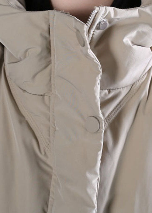 Art Khaki Hooded Pockets Duck Down Winter Down Coat