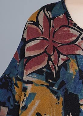 Plant Printing O Neck Cinched Dresses Summer Dress