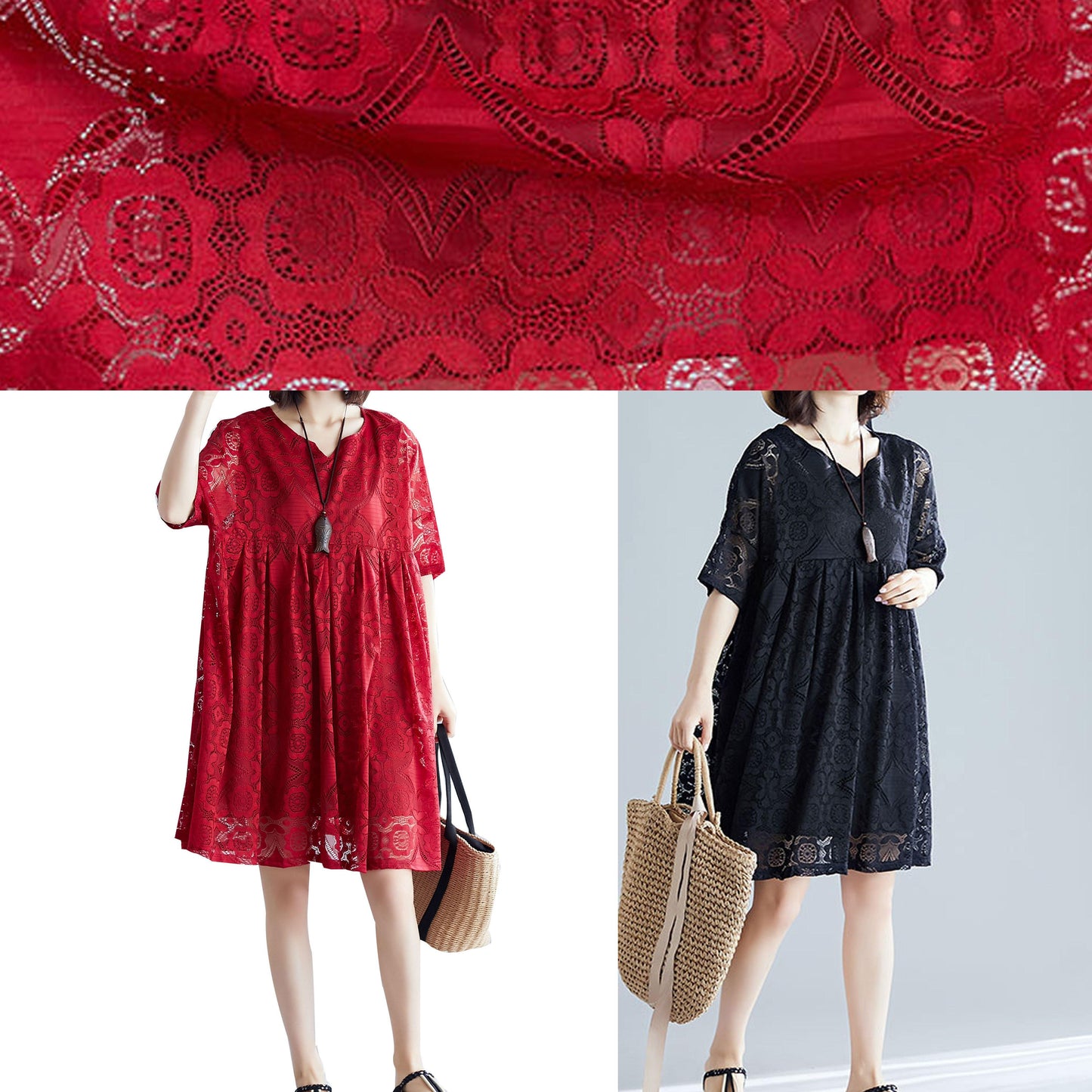 Black Clothes for V Neck Hollow Out Loose Dresses