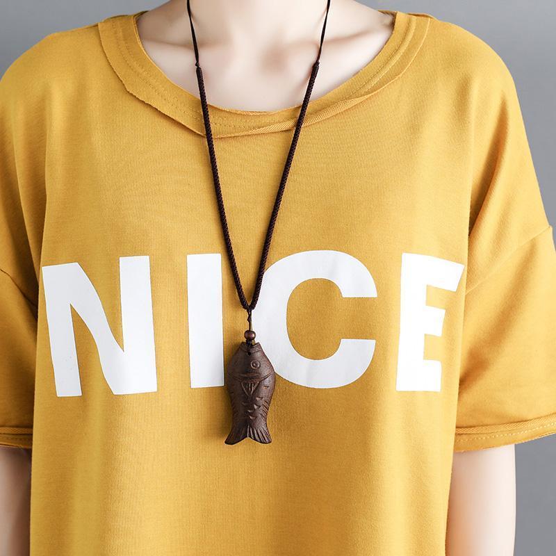 Yellow Cotton Clothes Omychic Tutorials O Neck Letter Clothing Tops