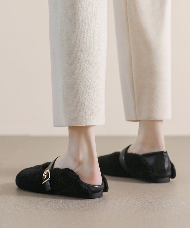 Beige Penny Loafers Faux Fur Stylish