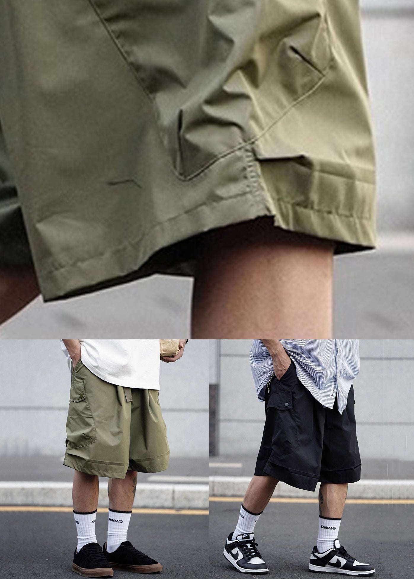 Black Lace Up Cotton Summer Shorts Elastic Waist