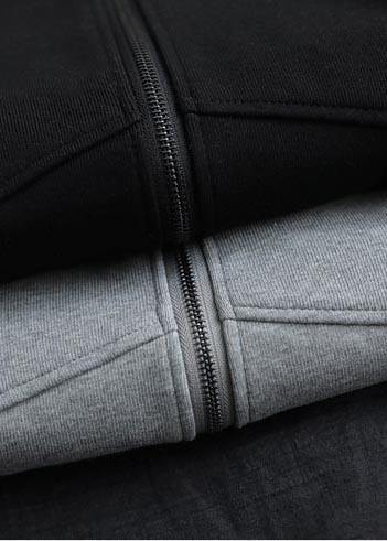Black Outfit Wardrobes Hooded Zip Up Spring Coats