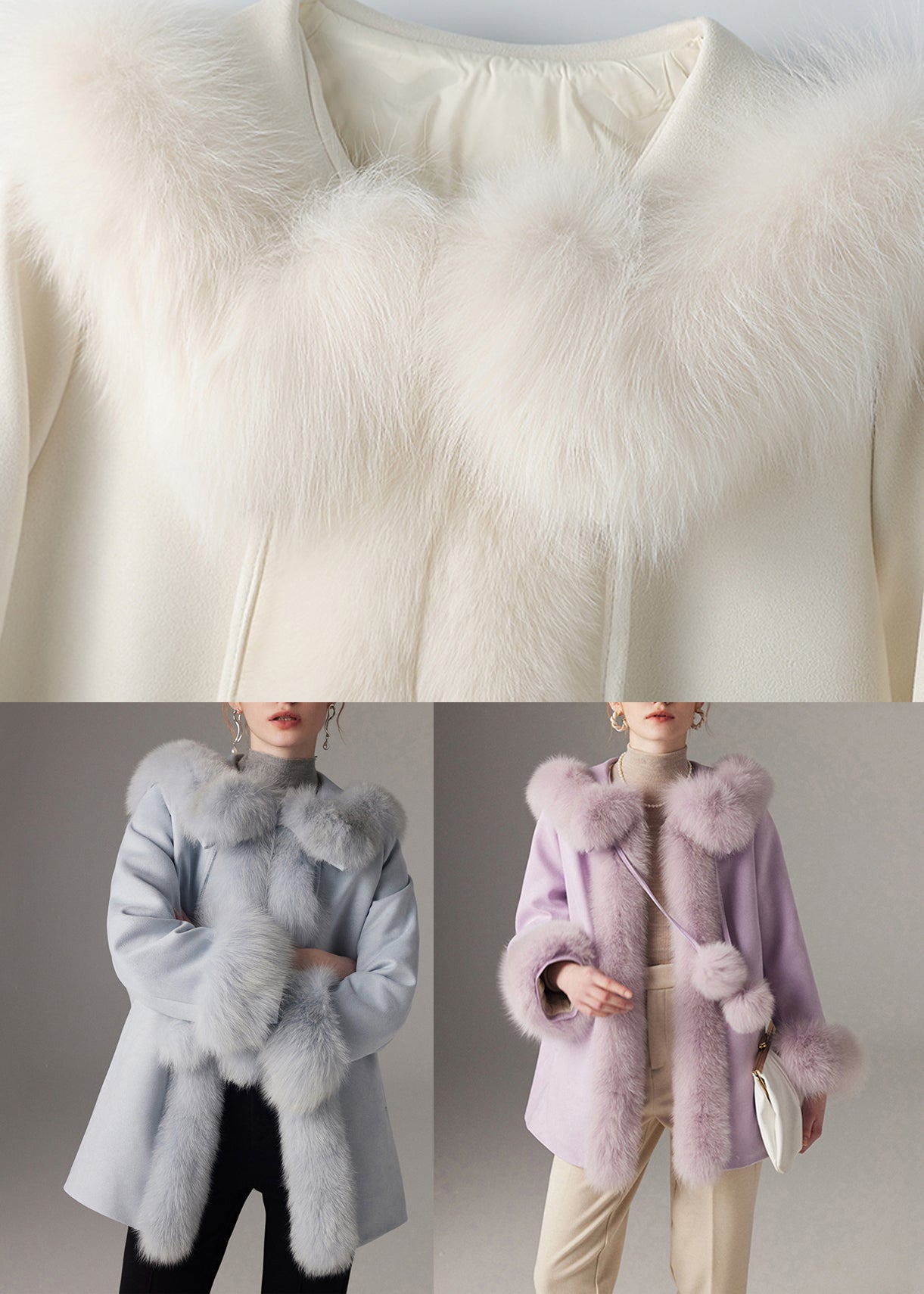 Purple Cloak Collar Fine Cotton Filled Coats Winter