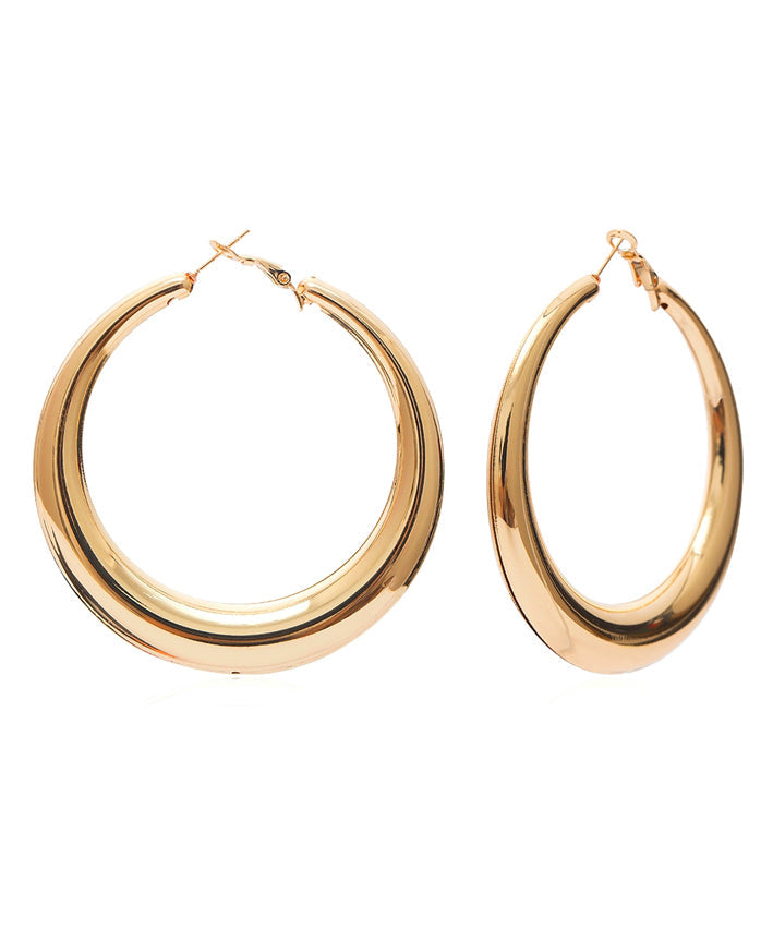 Gold Metal Round Hoop Earrings