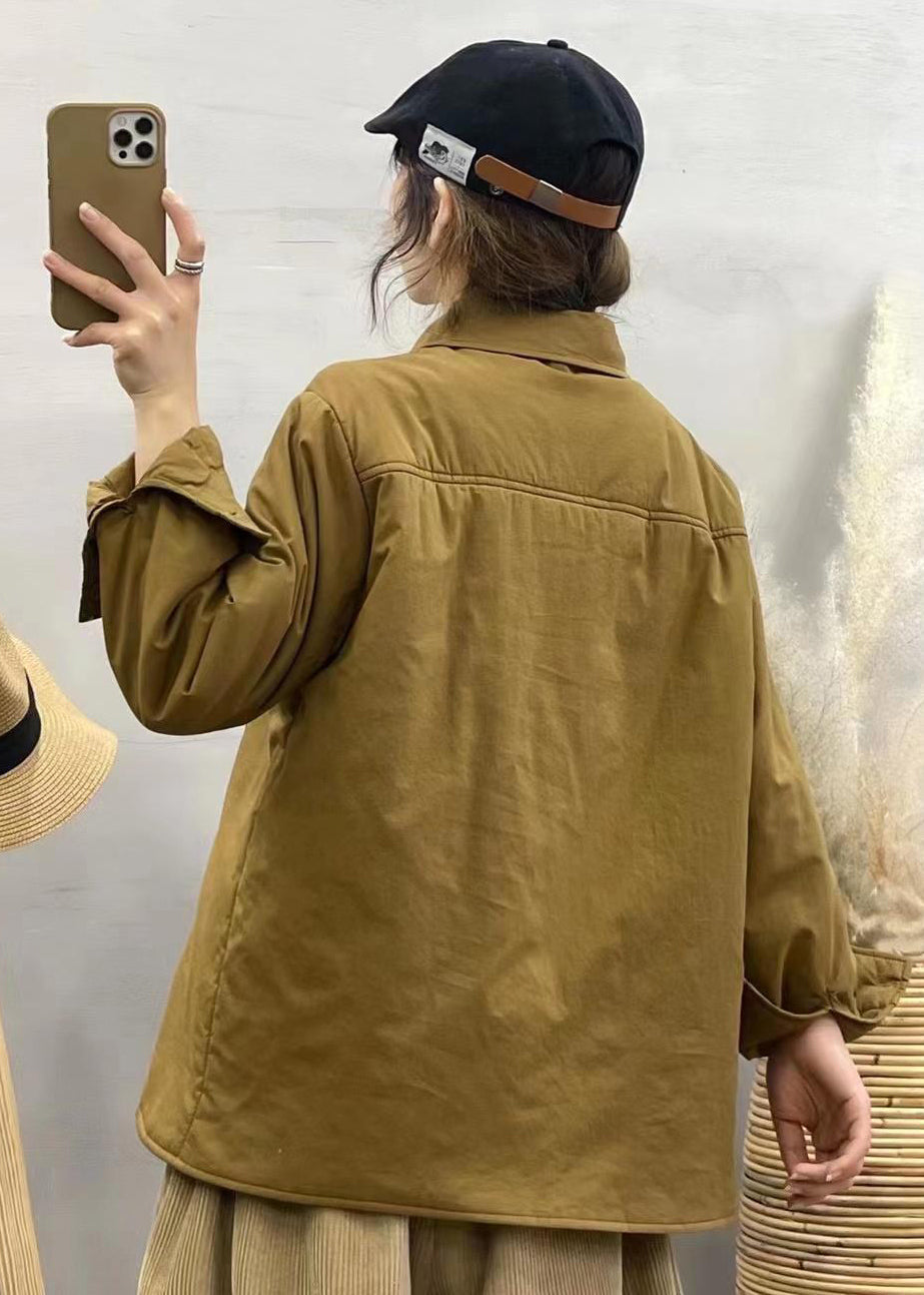 Green Asymmetrical Button Down Fine Cotton Filled Jackets Winter