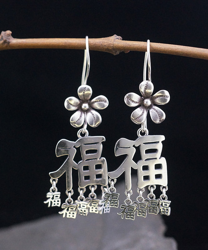 Silk Sterling Silver Blessing Tassel Drop Earrings
