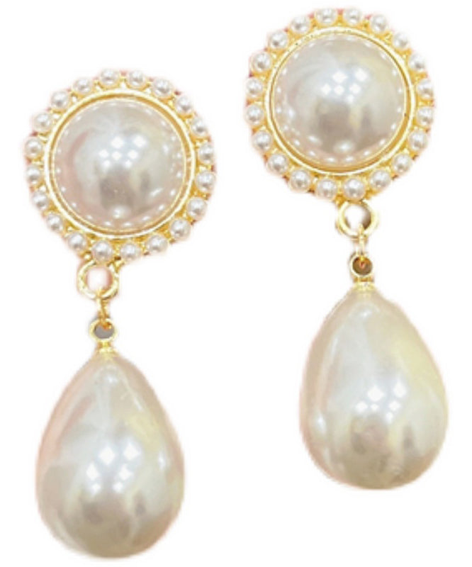 White Sterling Silver Pearl Water Drop Drop Earrings