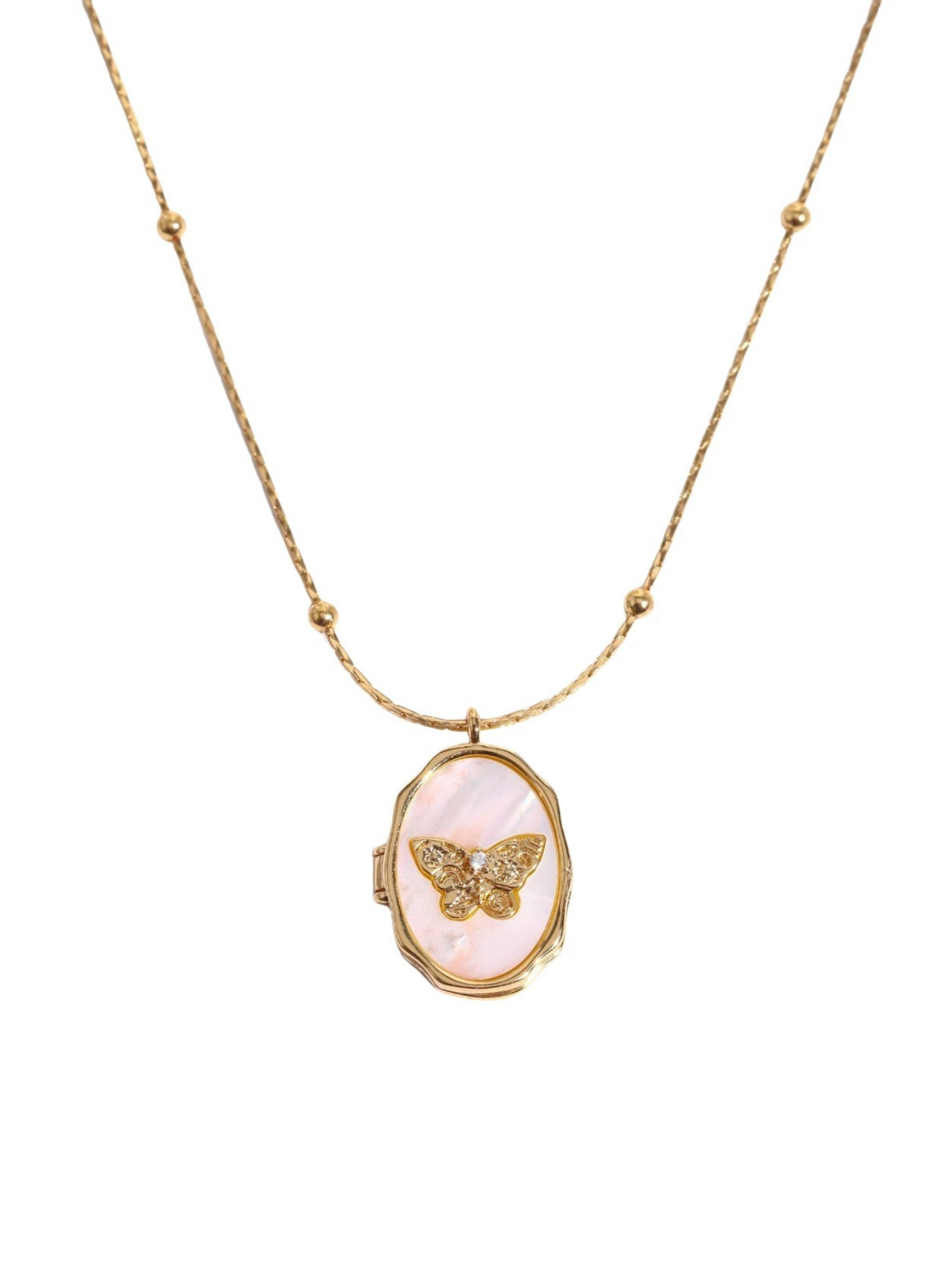 Butterfly Locket Pendant Necklace