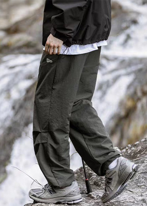 Green Wrinkled Pockets Cotton Pants Summer