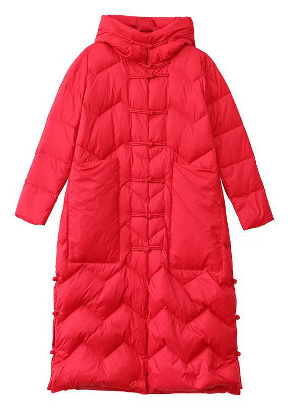 Black Hooded Pockets Oriental Duck Down Winter Warm Down Coat