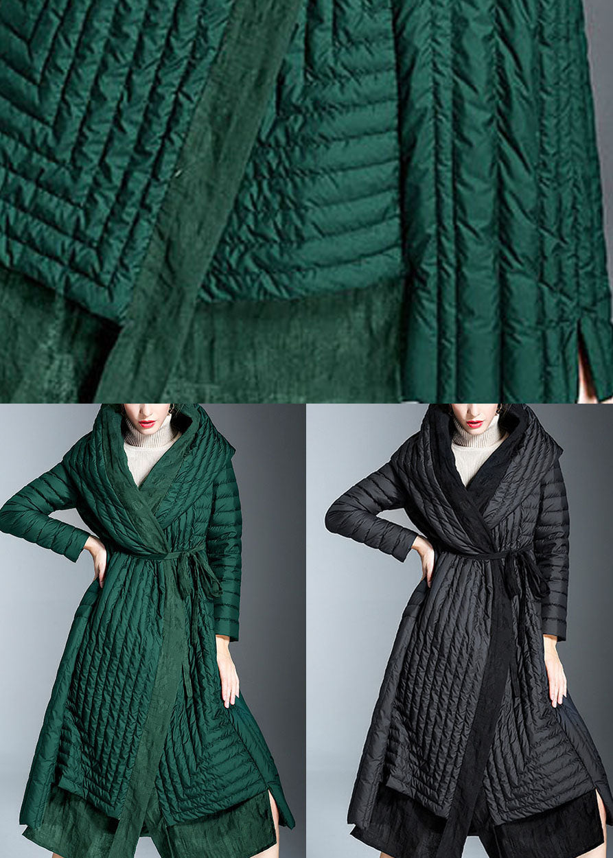 Green Pockets Print Winter Duck Down Coat