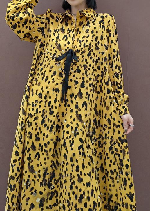 Lapel Large Hem Spring Clothes Ideas Yellow Dotted Maxi Dress