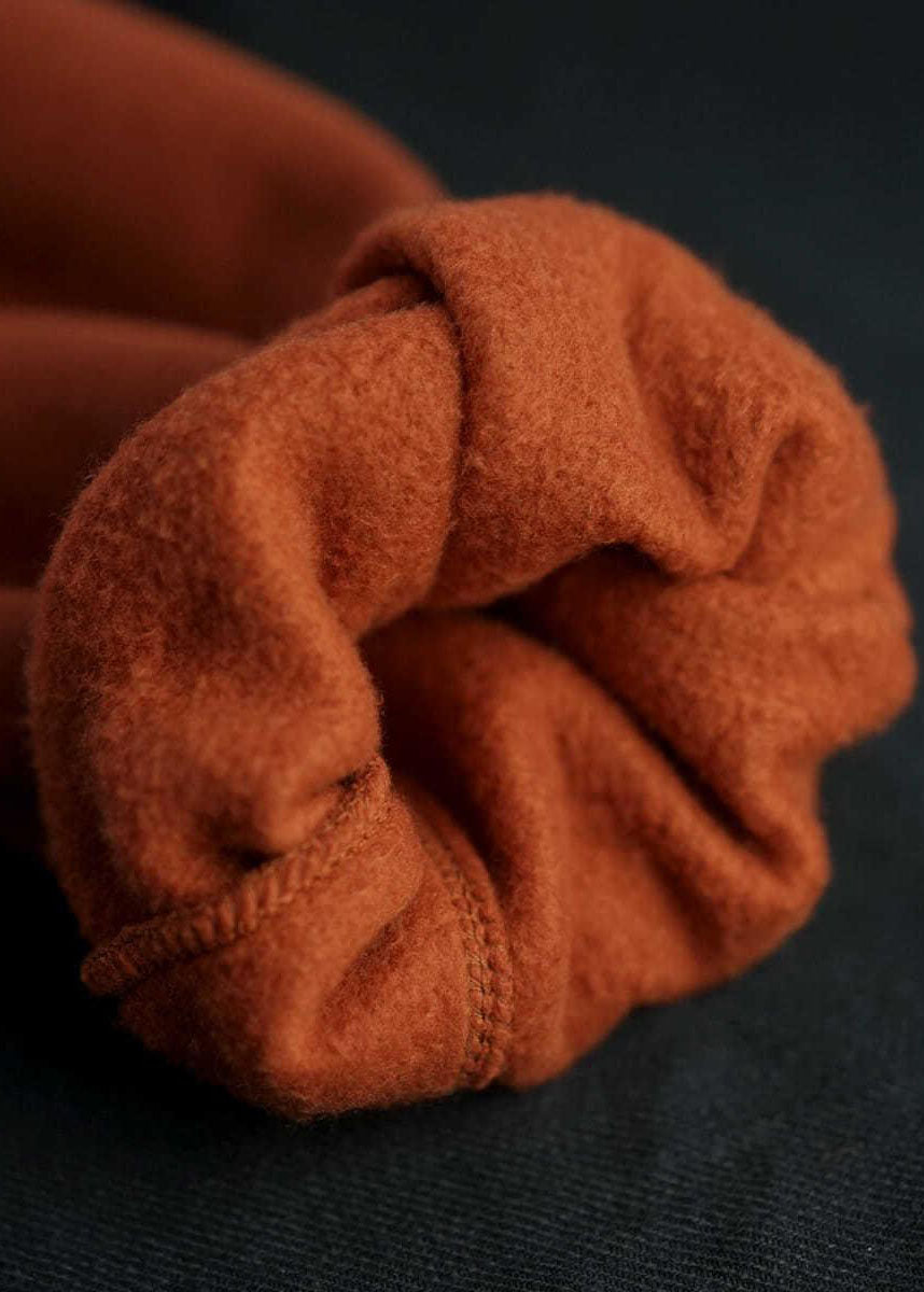 Orange Cinched Pockets Warm Fleece Pants Winter