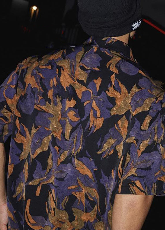 Peter Pan Collar Print Cotton Shirt Summer