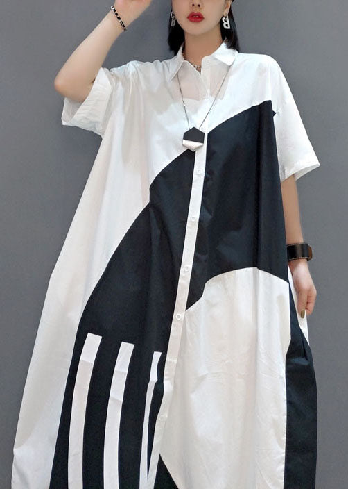 White Peter Pan Collar Print Party Long Dress Spring