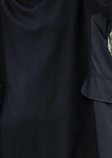 Black Cotton Quilting Dresses Patchwork Fall Dress