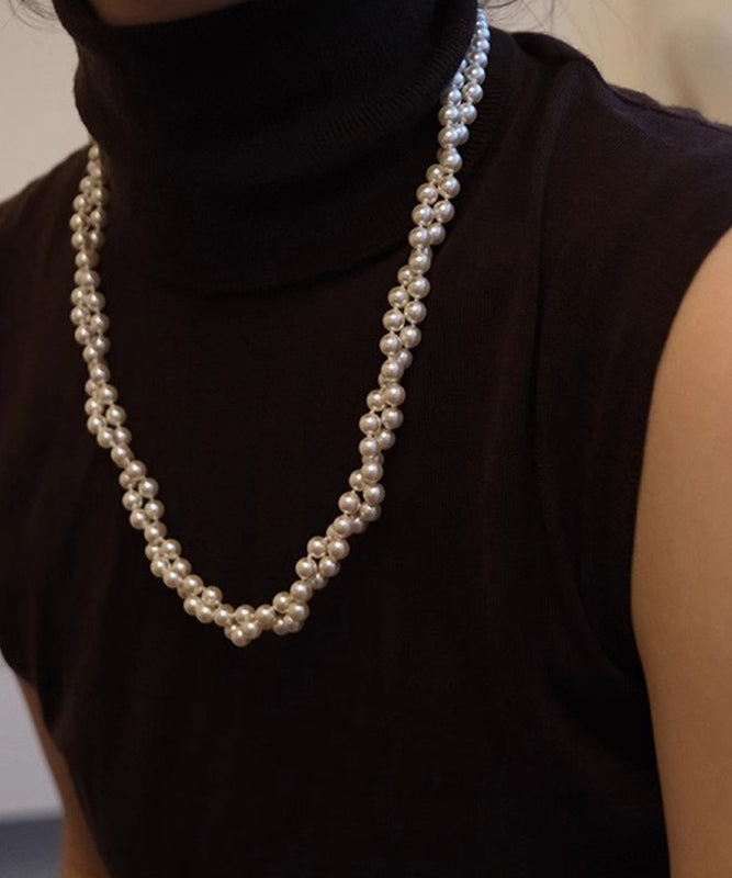 Classy Alloy Multi Layer Pearl Beading Pendant Necklace Yu013