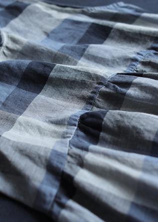 Classy Blue Plaid Cotton Clothes O Neck Pockets Art Dresses