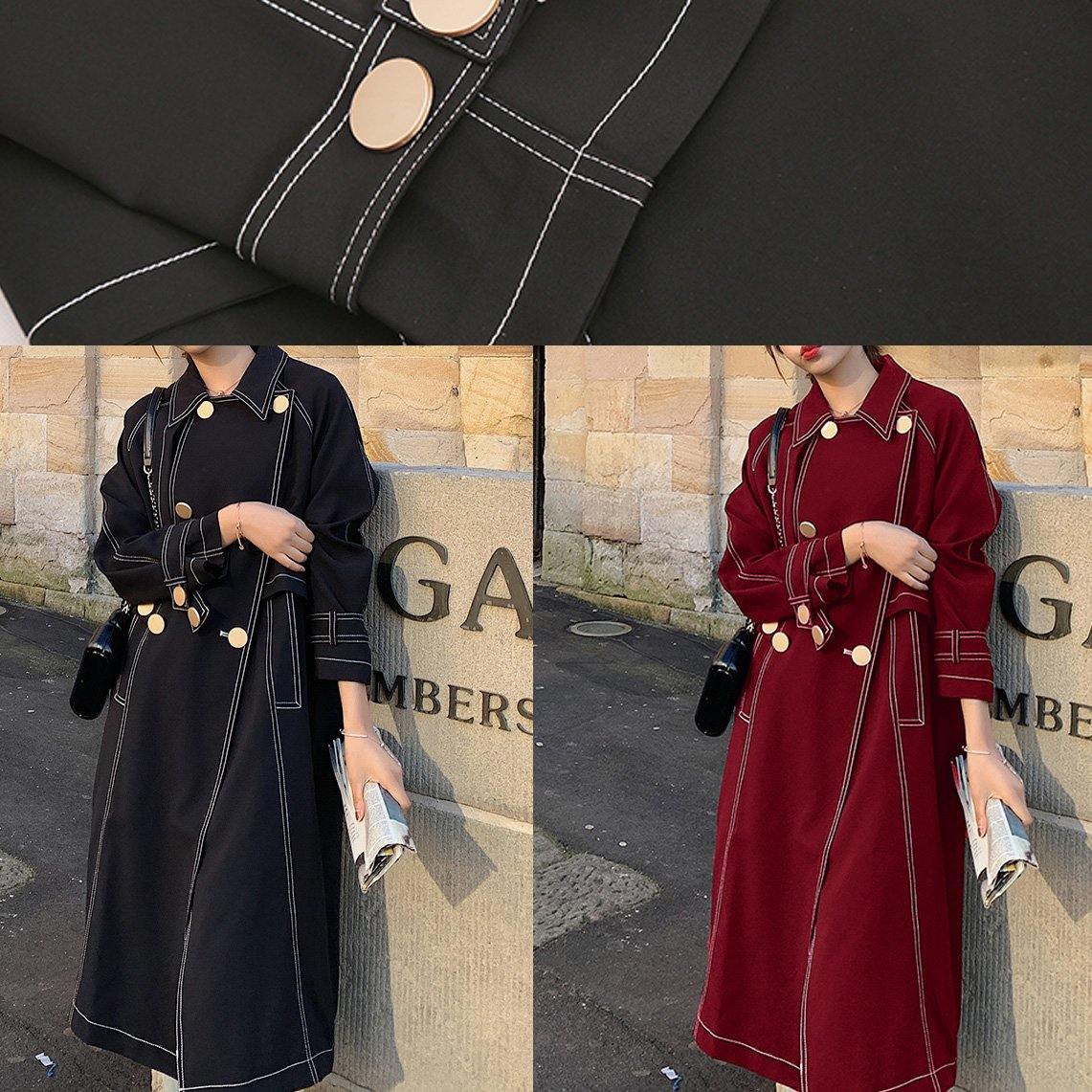Classy Double Breast Winter Box Coat Black Knee Coat
