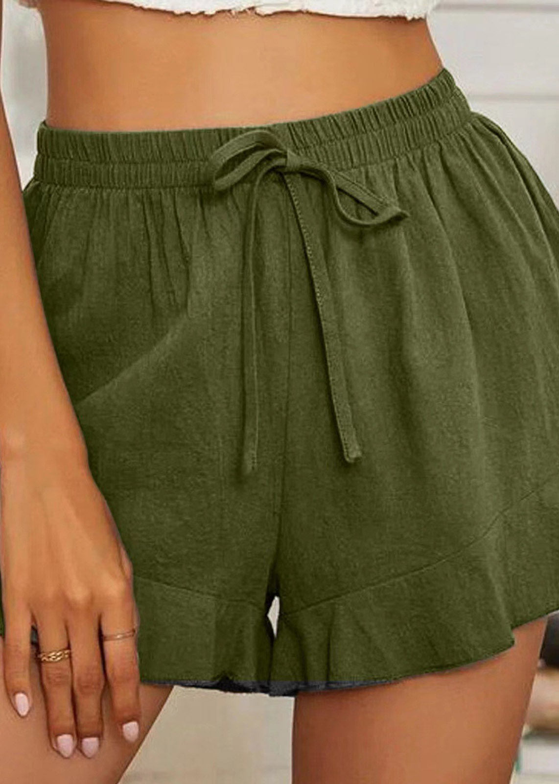 Cotton Shorts Summer Tie Waist Loose Pants Show Thin