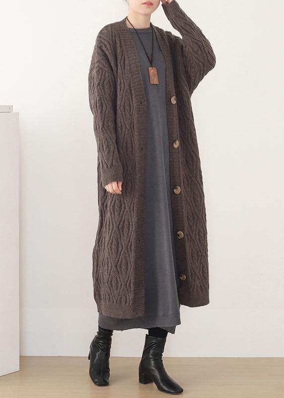 Cozy Gray Knit Jacket Loose Fitting V Neck Spring Knit Sweat Tops