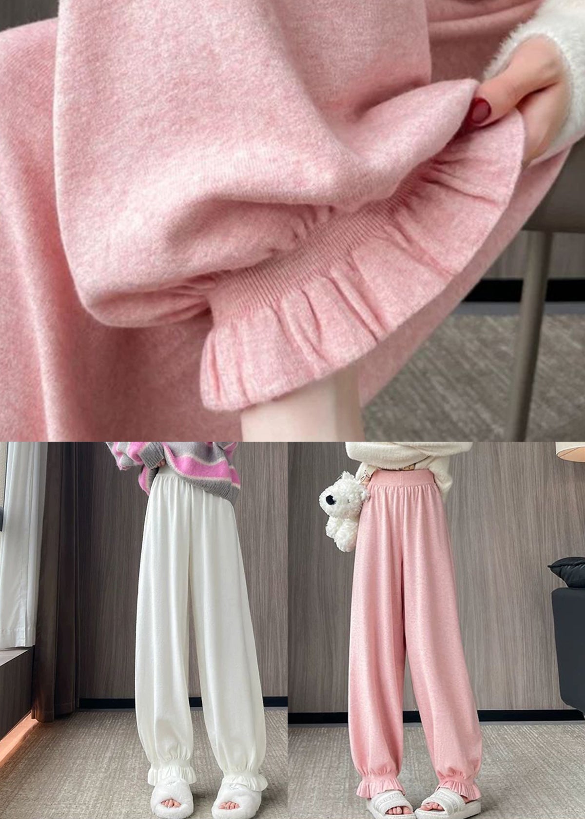 Pink High Waist Harem Pants Spring