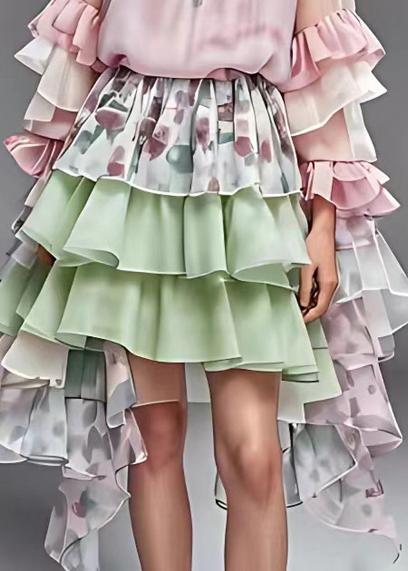 Pink Print Tulle Patchwork Holiday Chiffon Maxi Dress Fall