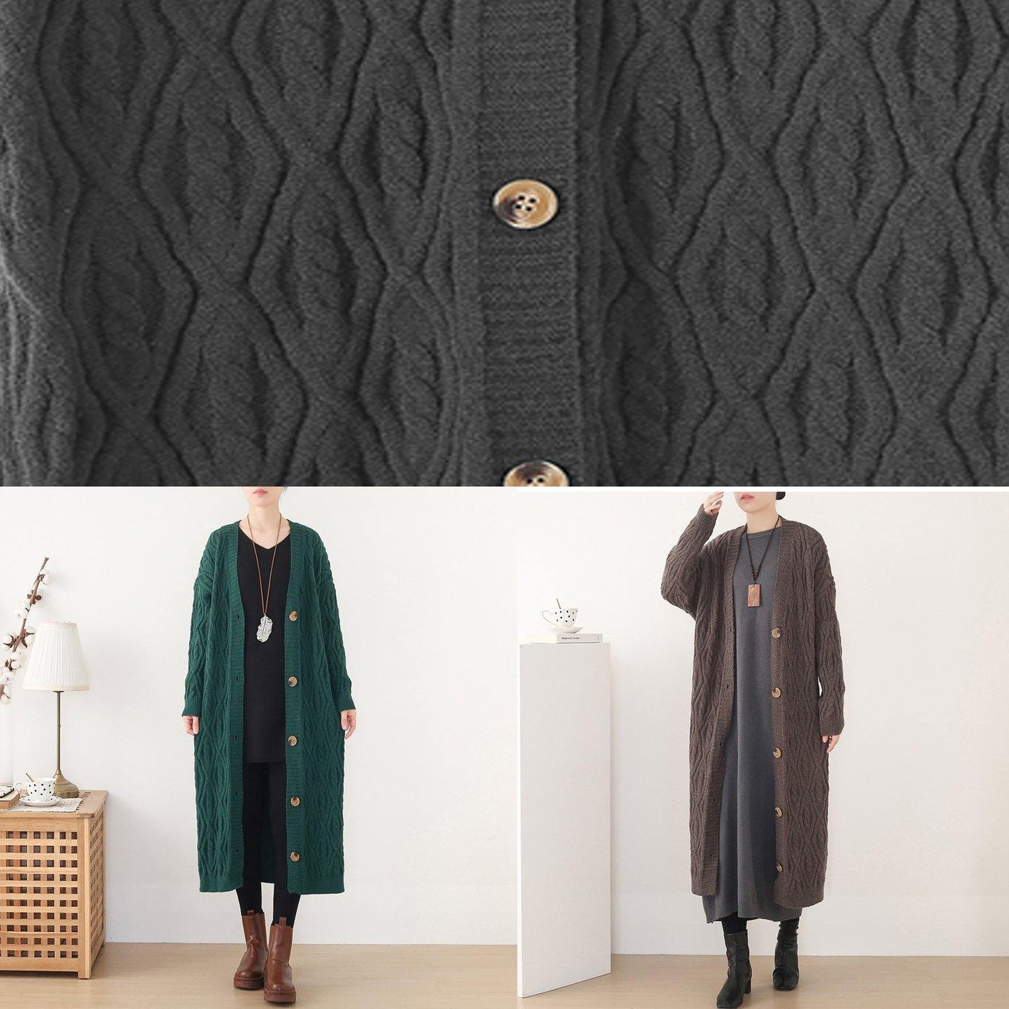 Spring Knitwear Fall Green Wild Sweater Coat