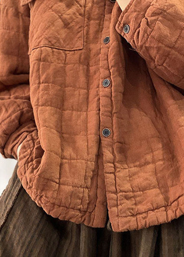 Diy Orange Peter Pan Collar Fine Cotton Filled Linen Coats Winter