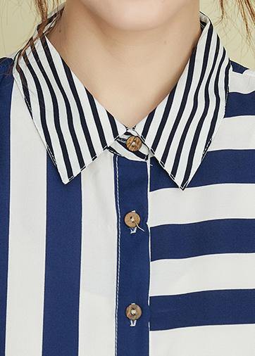 Diy Blue Striped Robes Lapel Sleeveless Kaftan Summer Dress