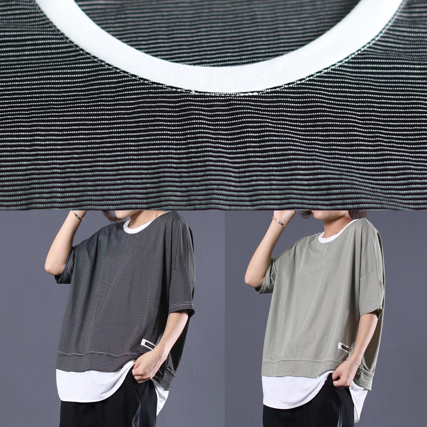 Diy False Two Pieces Cotton Clothes Tutorials Black Striped Tops Summer