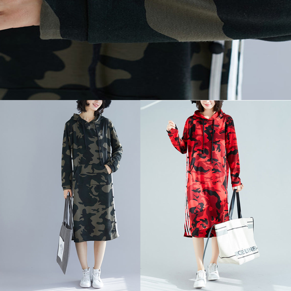 Diy Red Cotton Dress Stylish Ideas Hooded Short Print Dress