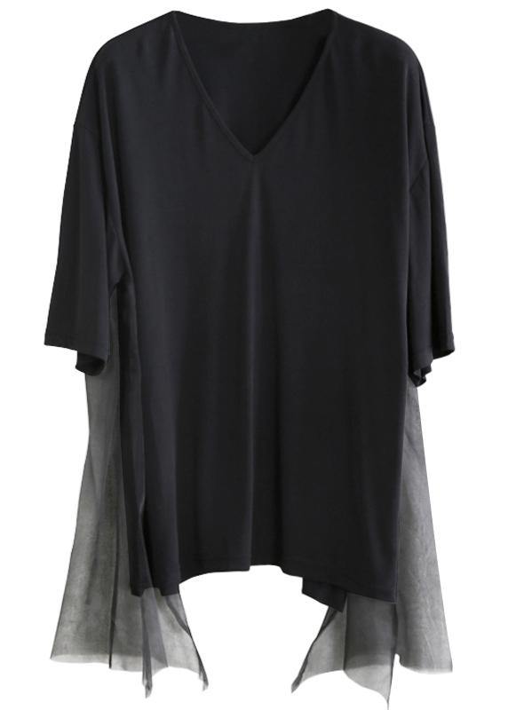 Diy V Neck Asymmetric Summe Rclothes Work Black Tops