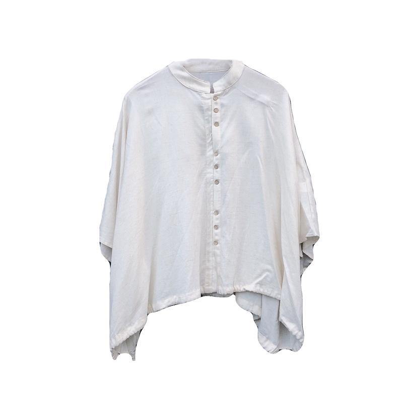 Diy Stand Collar Batwing Sleeve Tops Women Blouses Tutorials Nude Blouses