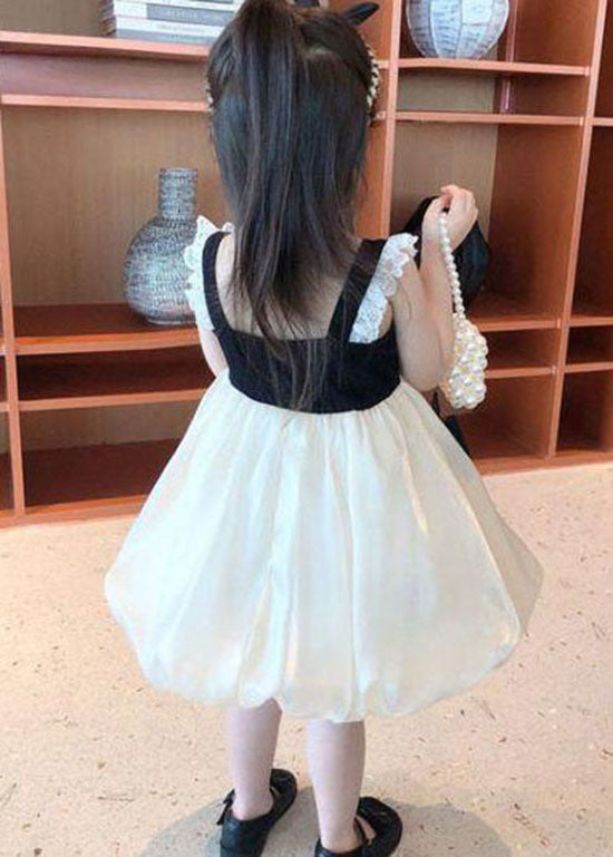 Black Bow Lace Patchwork Tulle Baby Dress Summer