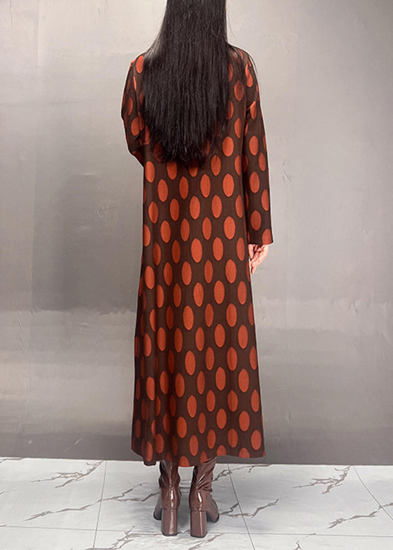 Mulberry Turtleneck Dot Print Maxi Dress Spring