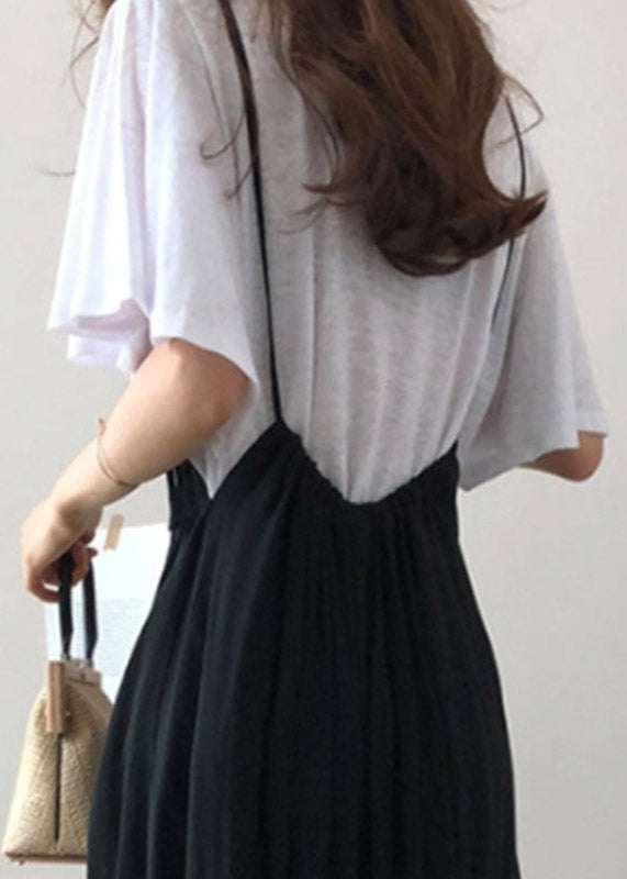 White O-neck Cotton Blouse T Shirt Flare Sleeve
